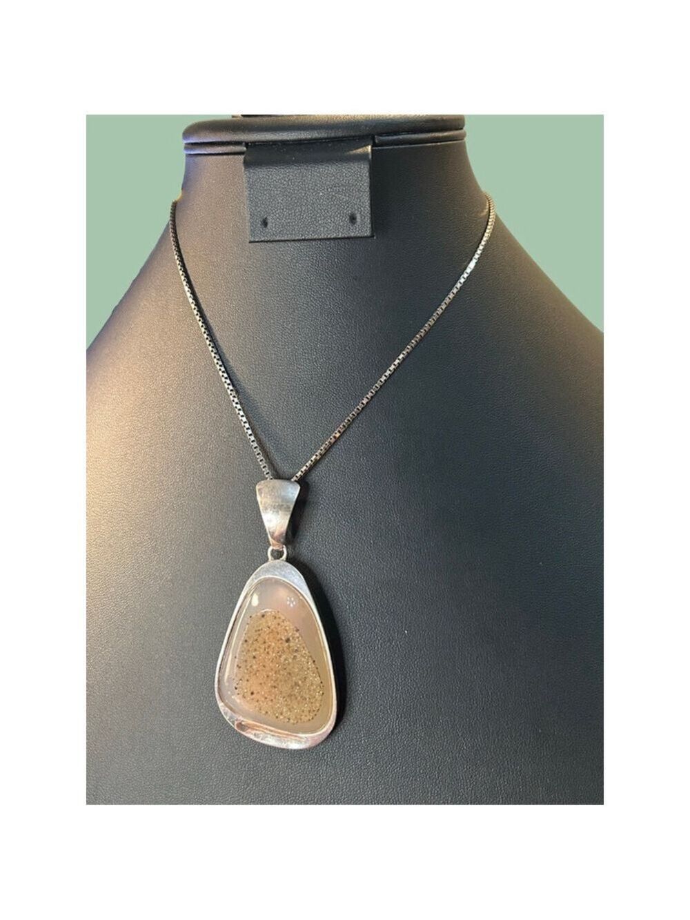 Women's sterling and stone Druzy 14 inch Necklace
